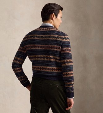 Polo Ralph Lauren Marineblå uldsweater med Fair Isle-mønster