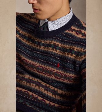 Polo Ralph Lauren Marineblå uldsweater med Fair Isle-mønster