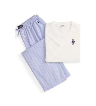 Polo Ralph Lauren Pyjama en coton avec l'ours Polo Bear blanc, bleu