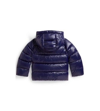 Polo Ralph Lauren Piumino con cappuccio blu navy con finitura lucida