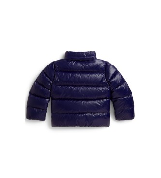 Polo Ralph Lauren Piumino con cappuccio blu navy con finitura lucida