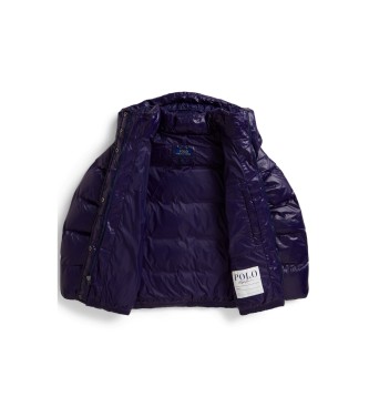 Polo Ralph Lauren Granatowa błyszcząca kurtka puchowa z kapturem