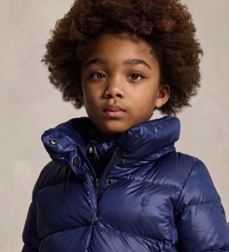 Polo Ralph Lauren Plumífero largo metalizado marino