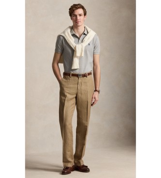 Polo Ralph Lauren Polo grigia slim fit in piqué elasticizzato