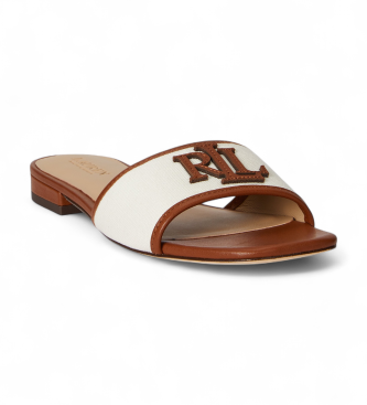 Polo Ralph Lauren Sandalia Everley de loneta y piel beige