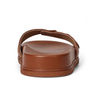 Polo Ralph Lauren Bruine leren teenslippers Tasha