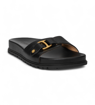 Polo Ralph Lauren Tasha Flip Flop Leren Sandalen zwart