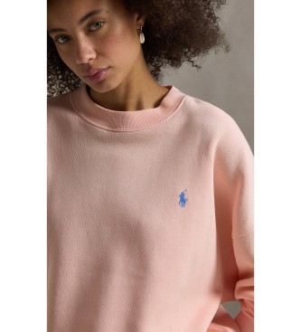 Polo Ralph Lauren Plišasta roza majica z vratom za posadko