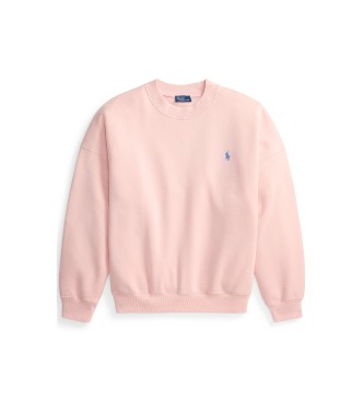 Polo Ralph Lauren Plišasta roza majica z vratom za posadko