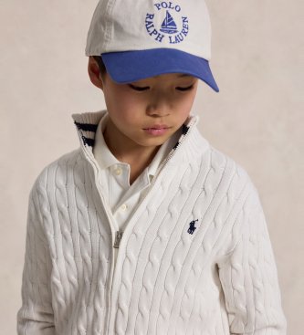 Polo Ralph Lauren Pull en coton point torsades blanc