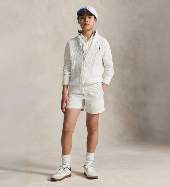 Polo Ralph Lauren Pull en coton point torsades blanc