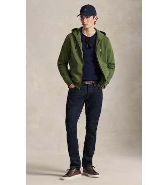 Polo Ralph Lauren Gr�n dubbelstickad sweatshirt med dragkedja