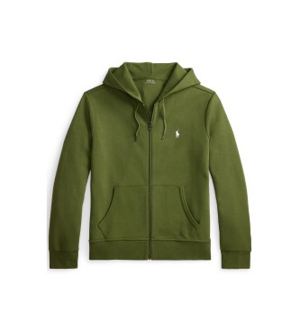 Polo Ralph Lauren Gr�n dubbelstickad sweatshirt med dragkedja