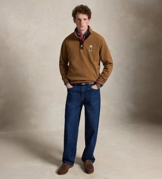 Polo Ralph Lauren Sweat à col montant heritage bear marron