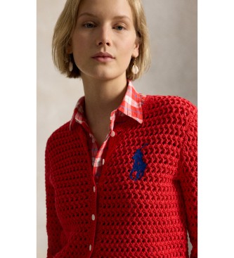 Polo Ralph Lauren Red Crochet Cardigan