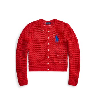 Polo Ralph Lauren Red Crochet Cardigan