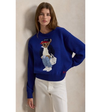 Polo Ralph Lauren Pull en coton avec Ours Polo bleu