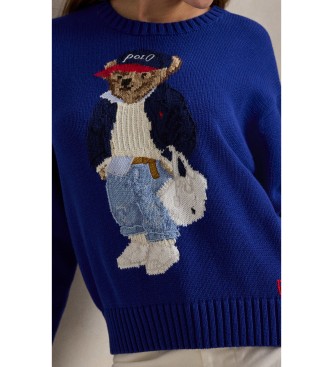 Polo Ralph Lauren Pull en coton avec Ours Polo bleu