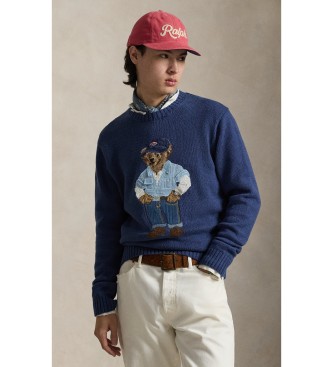Polo Ralph Lauren Maglione in cotone e lino con Polo Bear blu navy