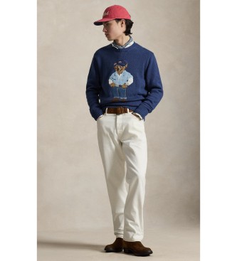 Polo Ralph Lauren Maglione in cotone e lino con Polo Bear blu navy