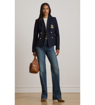 Lauren Ralph Lauren Blazer i piqué med dobbeltknap marineblå