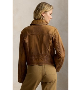 Polo Ralph Lauren Chaqueta recortada de piel marrón