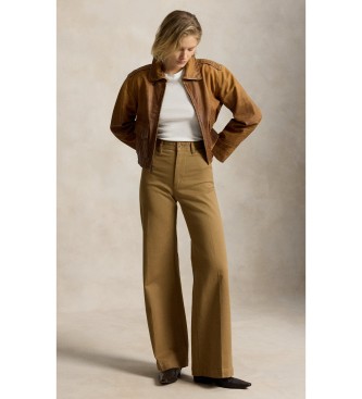 Polo Ralph Lauren Chaqueta recortada de piel marrón