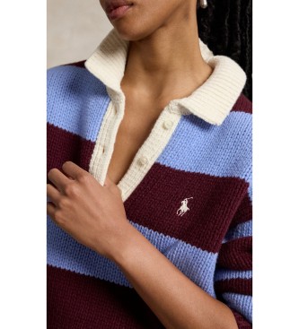 Polo Ralph Lauren Camisola de rugby de mistura de lã azul, grená