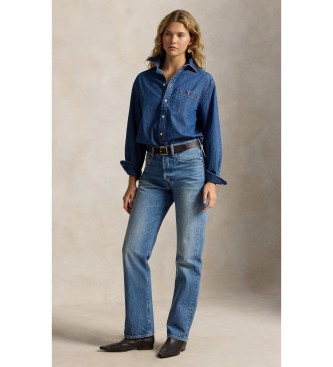 Polo Ralph Lauren Blå Big Fit-skjorta i bomullsdenim