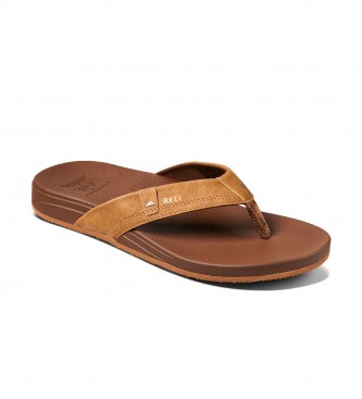 Reef Chushion Spring brown leather flip flops