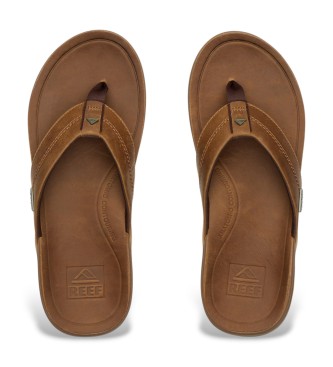 Reef Brązowe skórzane sandały Offshore