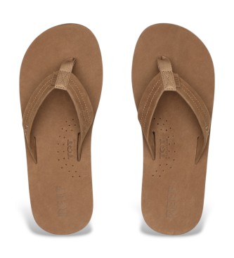 Reef Brązowe skórzane sandały Draftsmen