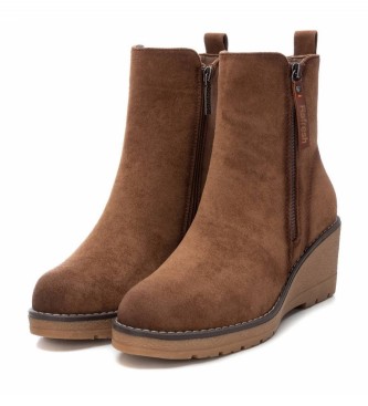 Refresh Bottines en daim marron -Hauteur du talon compens 6cm