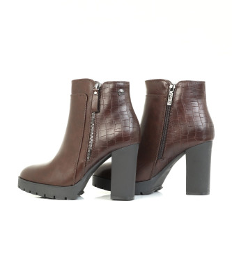 Refresh Brown double textured ankle boots -Heel height 10cm