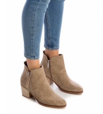 Botines taupe de tacón efecto carey para mujer NYERI