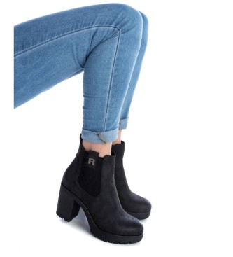 Refresh Casualowe buty za kostkę - obcas 8 cm - czarne