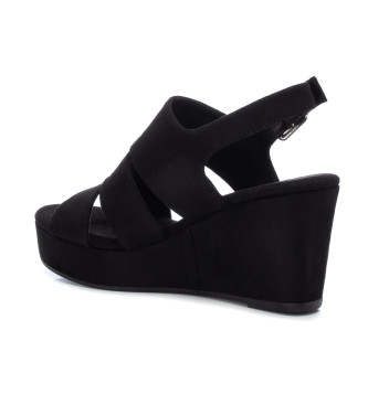 Refresh Czarne zamszowe sandały - Wysokość w talii: 9 cm