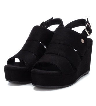 Refresh Črni semiš sandali -Višina pasu: 9 cm