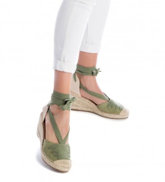Refresh Sandlias de cunha de esparto verde -Altura salto de 8 cm