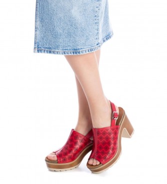 Refresh Sandálias traqueladas vermelhas - calcanhar 9 cm de altura