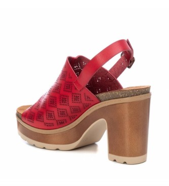 Refresh Red traqueladas sandals -Height heel 9 cm