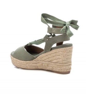 Refresh Lederen sandalen 170771 groen -Hoogte 9cm sleehak