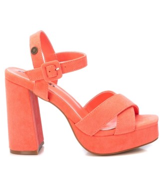 Refresh Leren sandalen 170787 oranje -Helphoogte 12cm