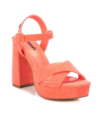 Refresh Leren sandalen 170787 oranje -Helphoogte 12cm