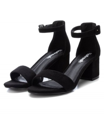 Refresh Leren sandalen 170789 zwart -Helphoogte 6cm