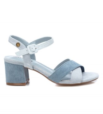 Refresh Leren sandalen 170858 blauw -Helphoogte 6cm