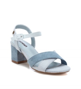 Refresh Leren sandalen 170858 blauw -Helphoogte 6cm