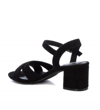 Refresh Leather sandals 170858 black -Heel height 6cm