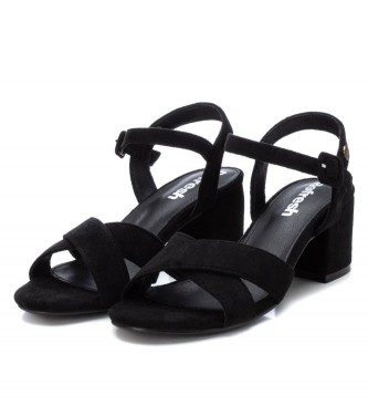 Refresh Leather sandals 170858 black -Heel height 6cm