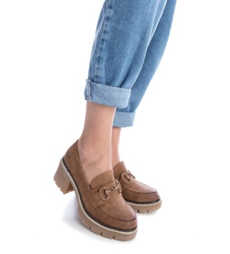 Refresh Loafers med brunt spnne -Hjd 6 cm klack